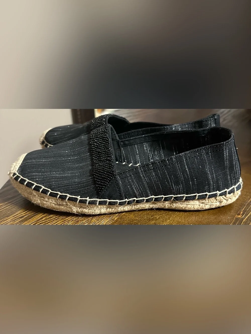Banana Republic Black Espadrille Slip-On Flats with Jute Sole